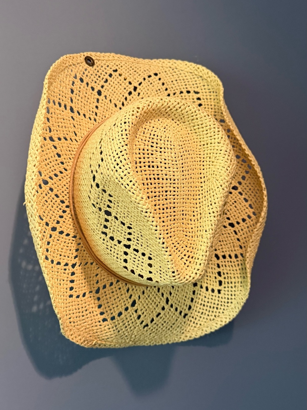 Peter Grimm Yellow Crochet Straw Hat with Ventilated Weave